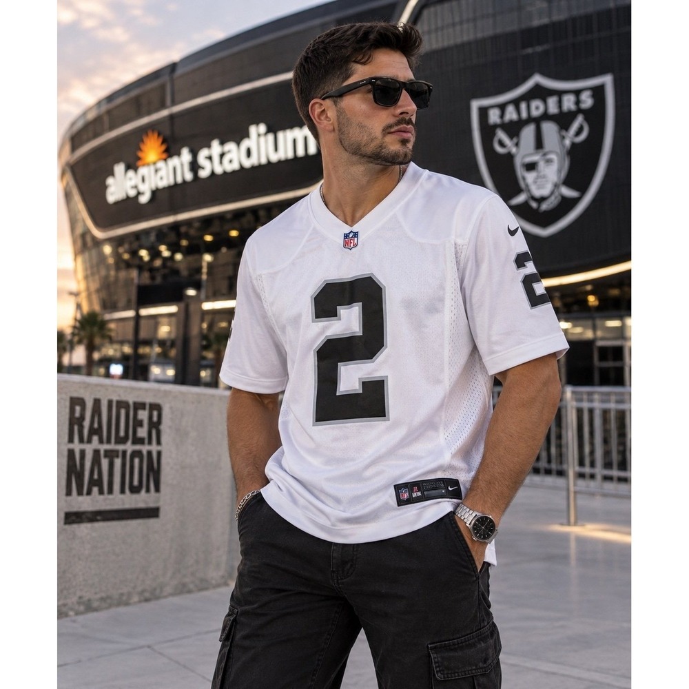 NWT Nike Las Vegas Raiders Ashton Jeanty #2 NFL Jersey White Men's M